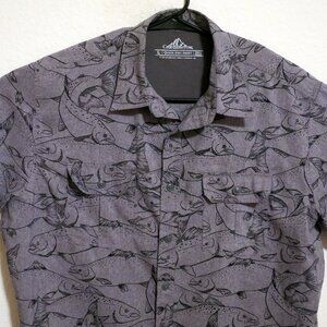 Croft & Barrow Shirt Mens Larg Short Sleeve Button Quick Dry Outdoor Vented Gray